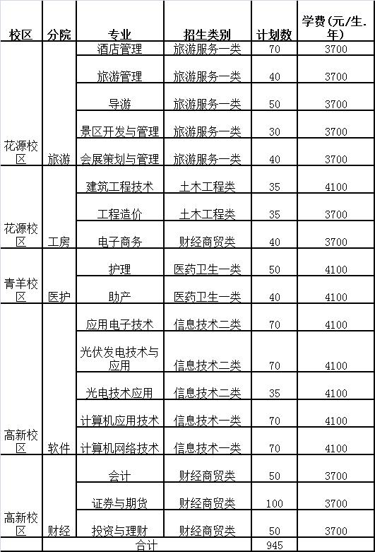 成都职业技术学院单招专业及分数(四川现代职业学院)